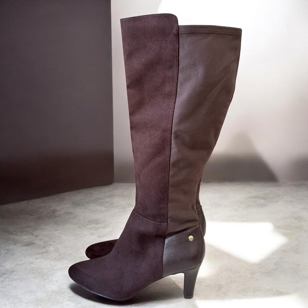 Lifestride Brown Knee High Boots Wide Width Comfort Workwear Classic Fall Career
